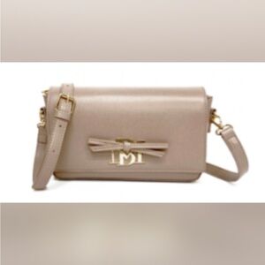 Badgley Mischka Beige Crossbody Bag with Gold Accents